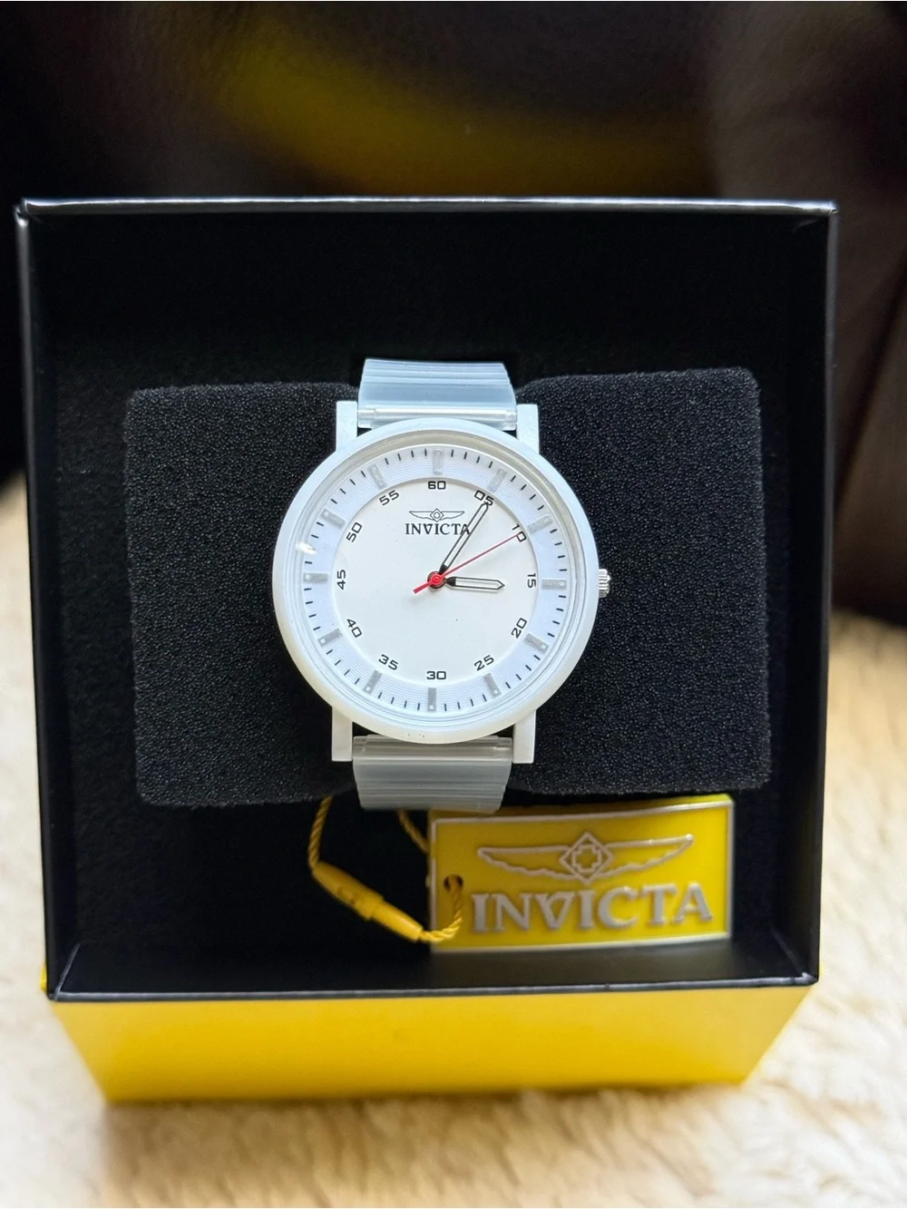Invicta NIB White Minimalist with Translucent Plastic Strap Unisex Watch